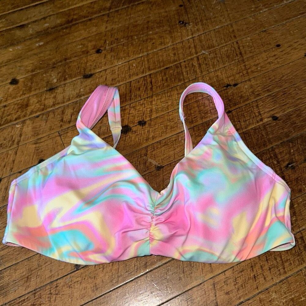 Lands End pink rainbow tie dye size 8 strappy bikini top